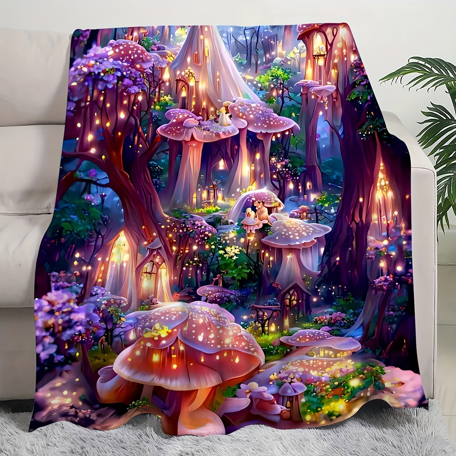 Elf Forest Print Blanket Soft Warm Casual Sofa Throw Nap Blanket