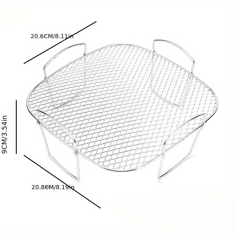 304 Stainless Steel Mesh Air Fryer Rack with Detachable Layers for Cooking and Roasting