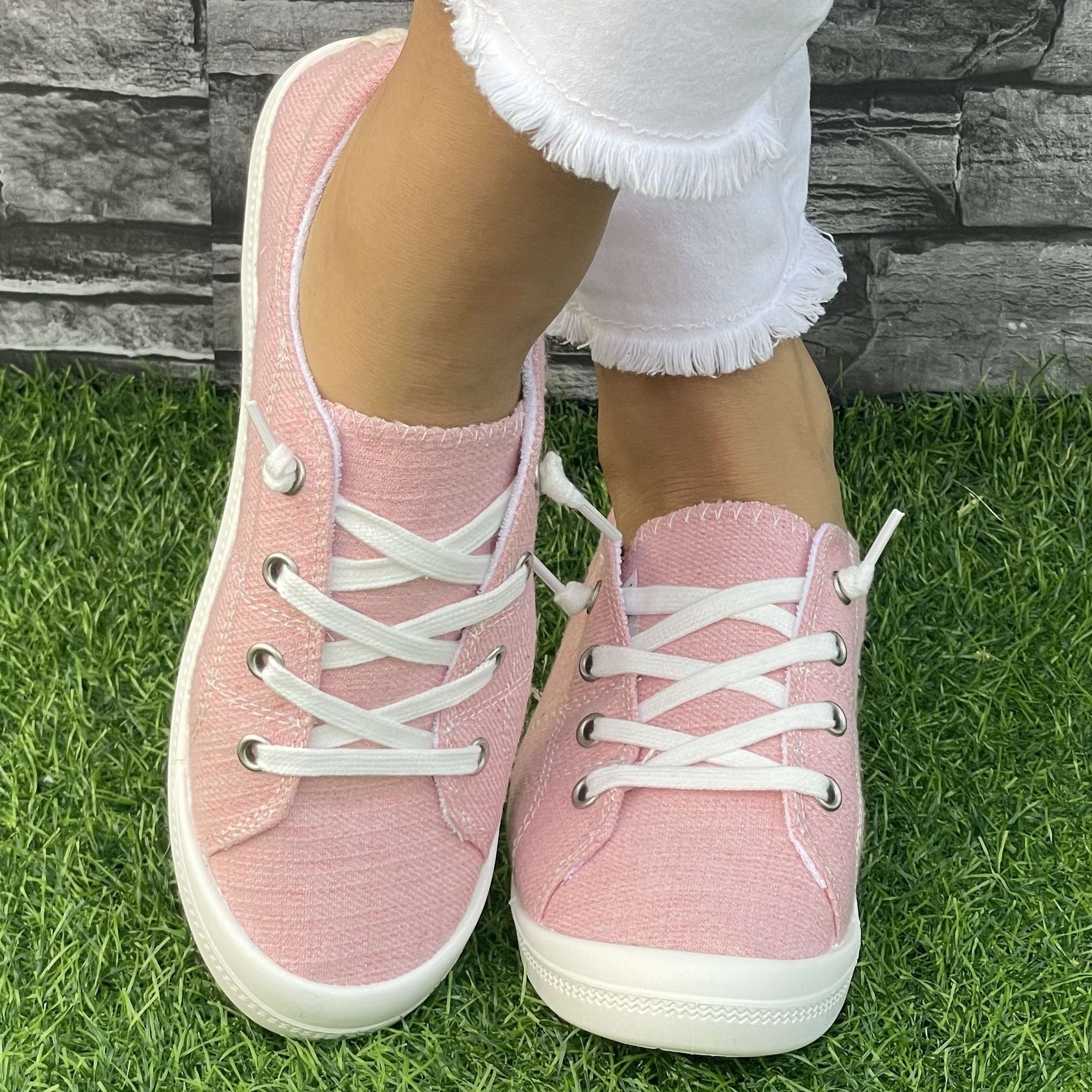 Women's Casual Solid Color Fabric Outdoor Work Shoes All-Season Lightweight