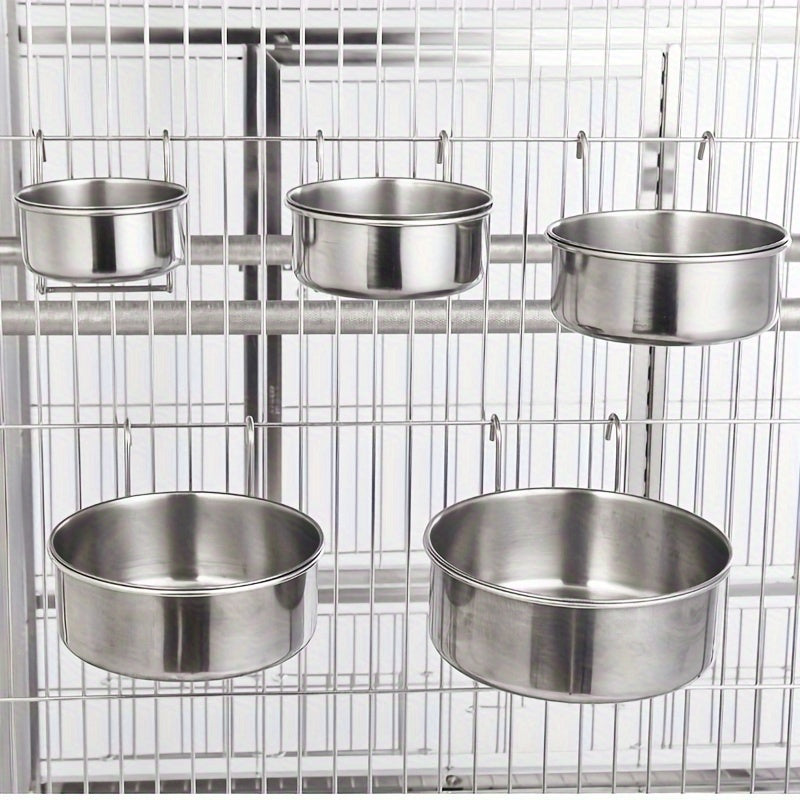 Stainless Steel Hanging Dog Bowl with Clamp Holder for Spill Prevention and Neck Protection