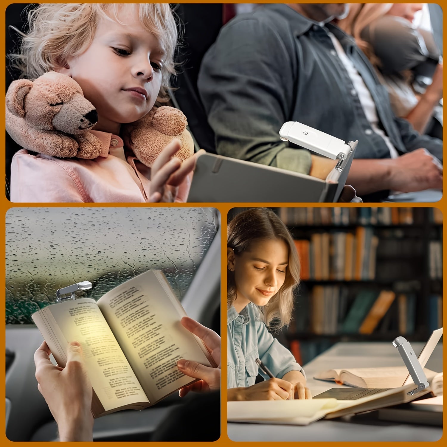 USB Rechargeable Reading Light with Adjustable Brightness Clip-On Book Lamp for Night Reading