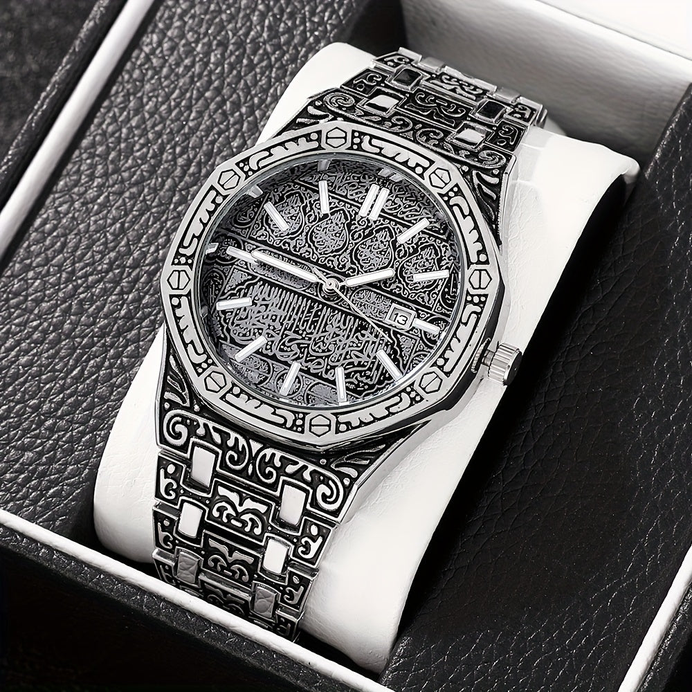 Men's Quartz Watch Alloy Round Dial Fashionable Business Wristwatch