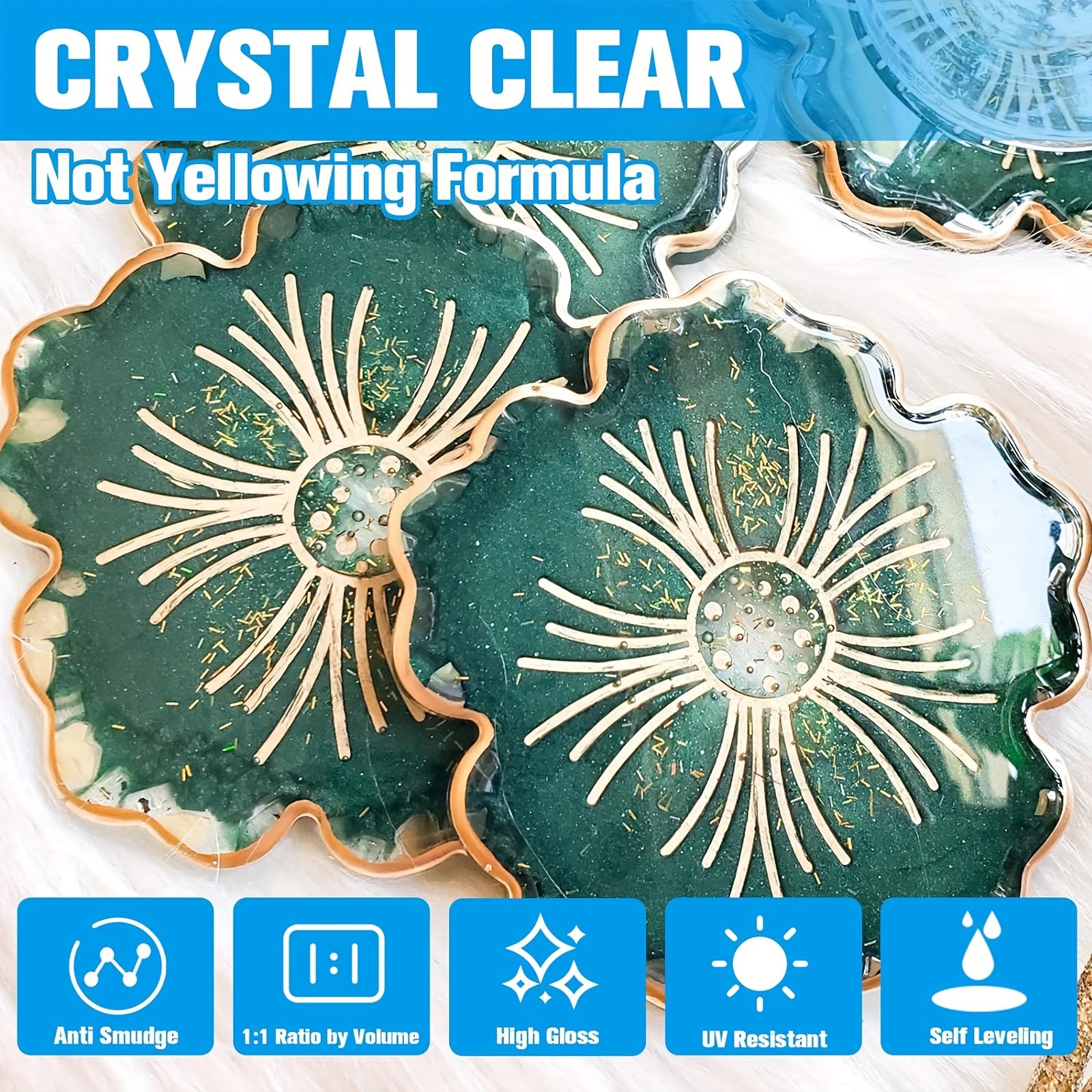 Crystal Clear Epoxy Resin Kit for Jewelry Art Crafts Wood Projects Bubbles Free
