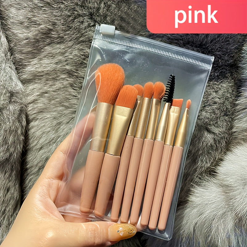 8-Piece Makeup Brush Set for Combination Skin Squirrel Hair Oval Brushes Foundation Eye Shadow Beginner Friendly