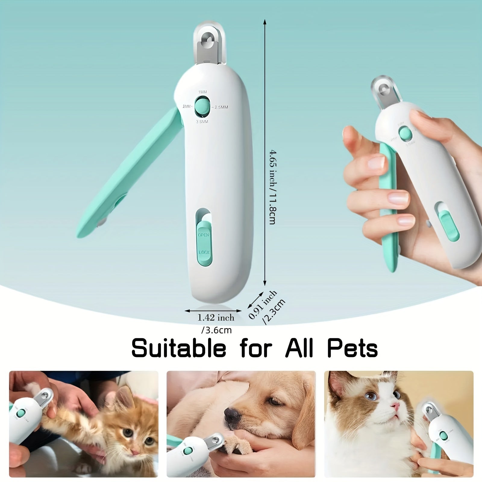 Adjustable Pet Nail Clippers for Cats and Dogs, No Battery, Plastic, Professional Grooming Tool