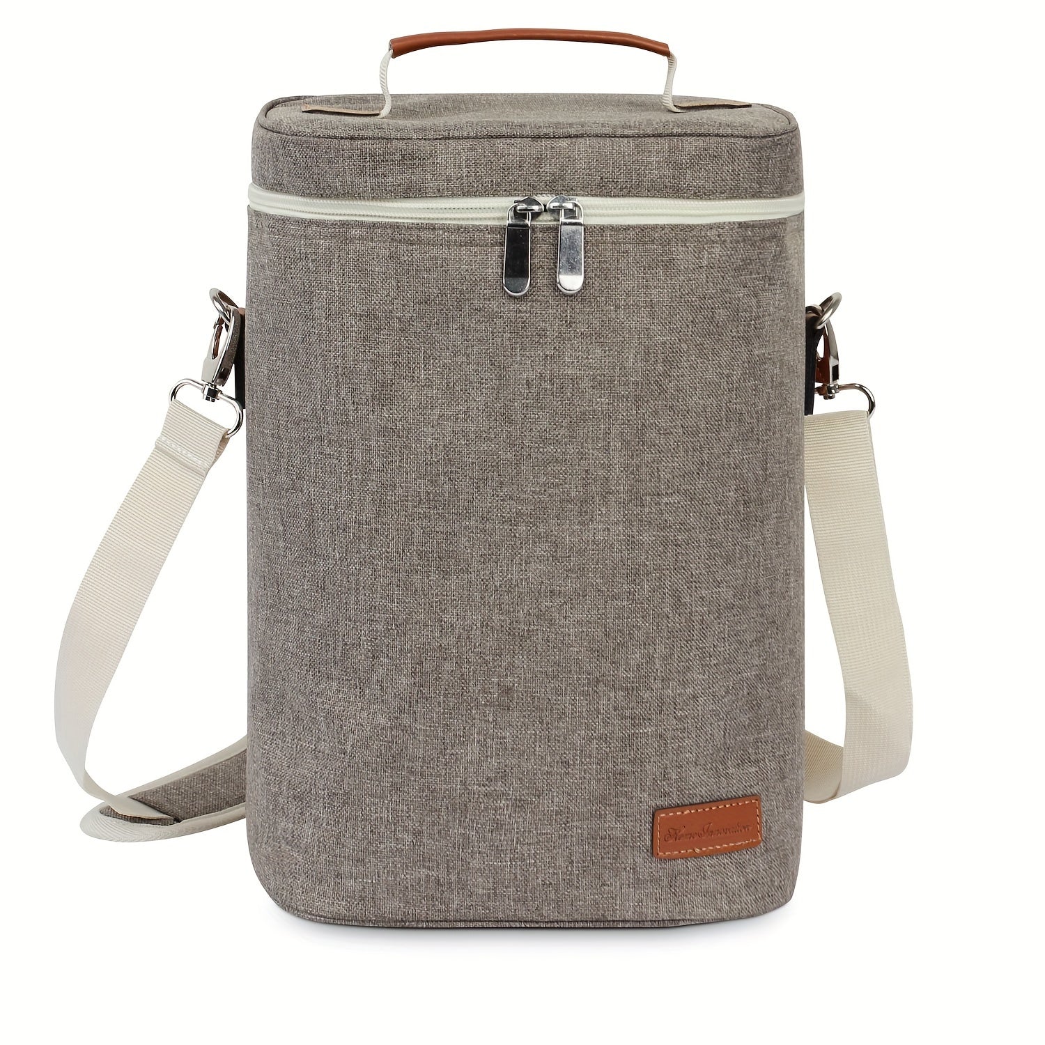 Insulated Wax Canvas Wine Tote Bag Holds 4 Bottles with Wine Opener for Travel Beach Weddings