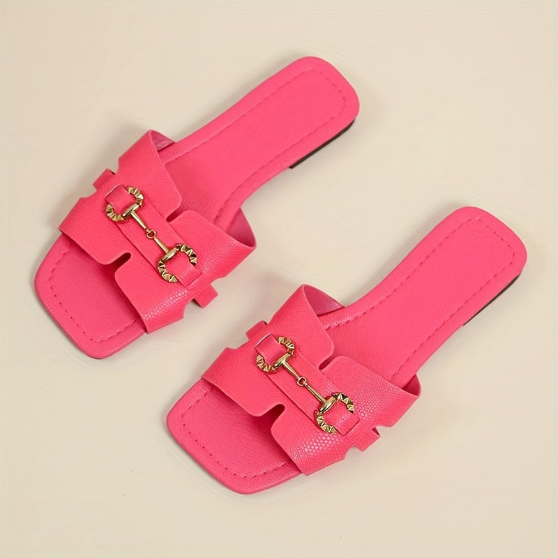 Women's Flat Slides Fashion Solid Color Open Toe Casual Summer Shoes