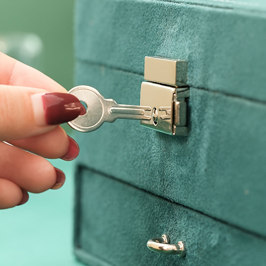 Retro Jewelry Box with Large Capacity Multi-Layer Velvet Display for Rings Earrings Bracelets Necklaces