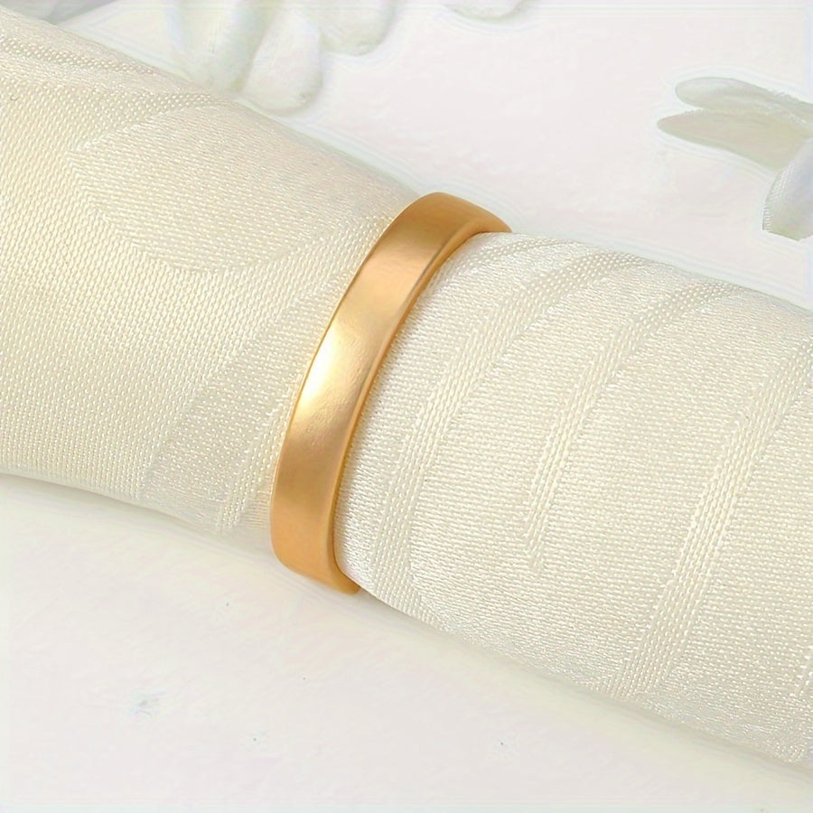 Set of 6 Gold Stainless Steel Napkin Rings for Elegant Table Decor