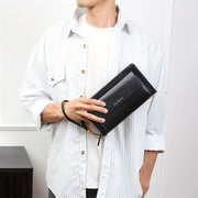 Men's Vintage Clutch Bag with Dual Zippers Large Capacity Card Slots Business Gift