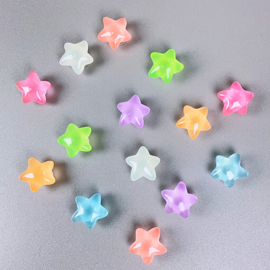 Unisex ABS Glow-in-the-Dark Five-Pointed Star Shoe Charm Set Colorful Wearable