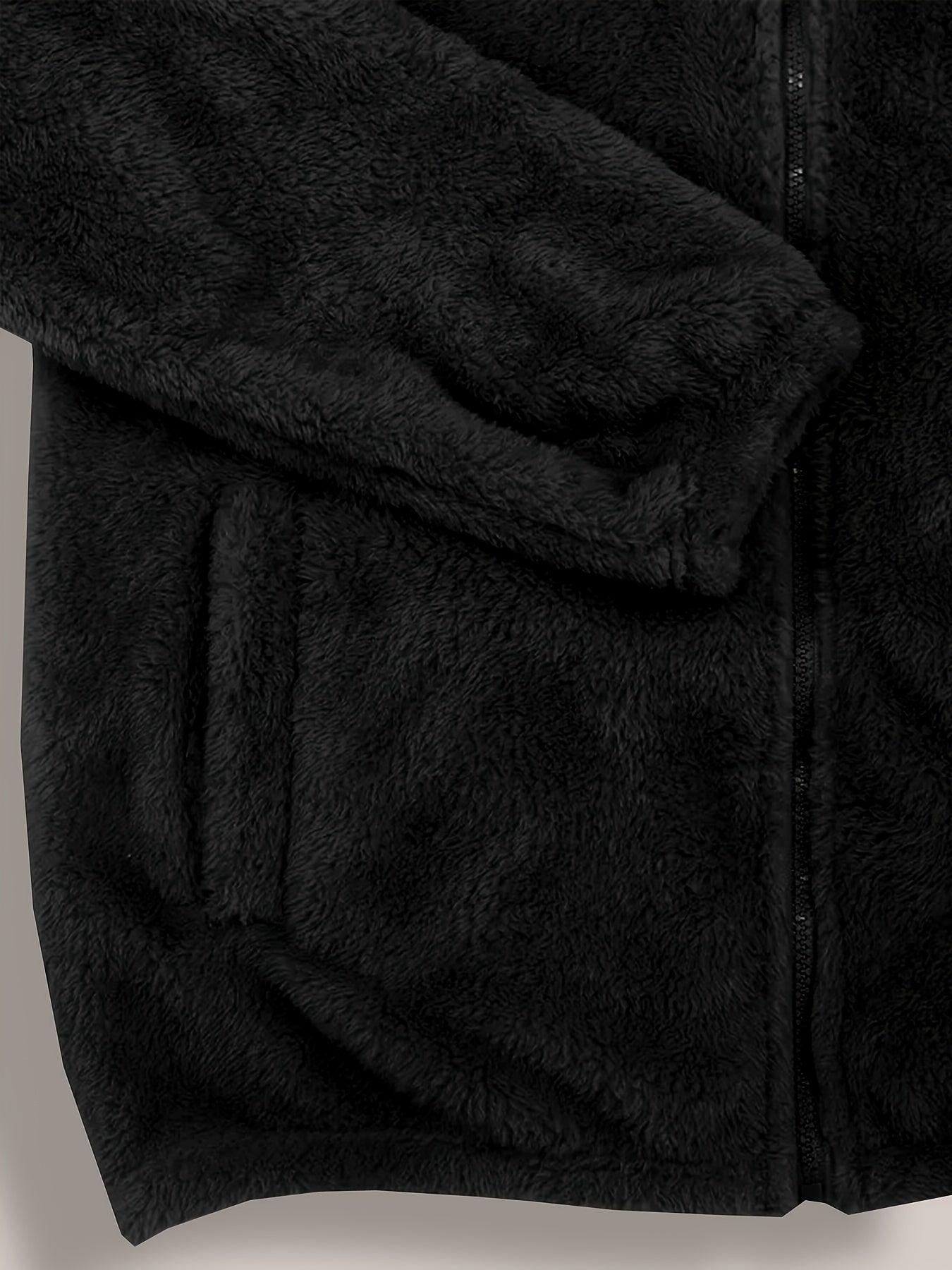 Men's Plus Size Light Gray Teddy Fleece Hooded Jacket Windproof Warm Fall Winter Outerwear