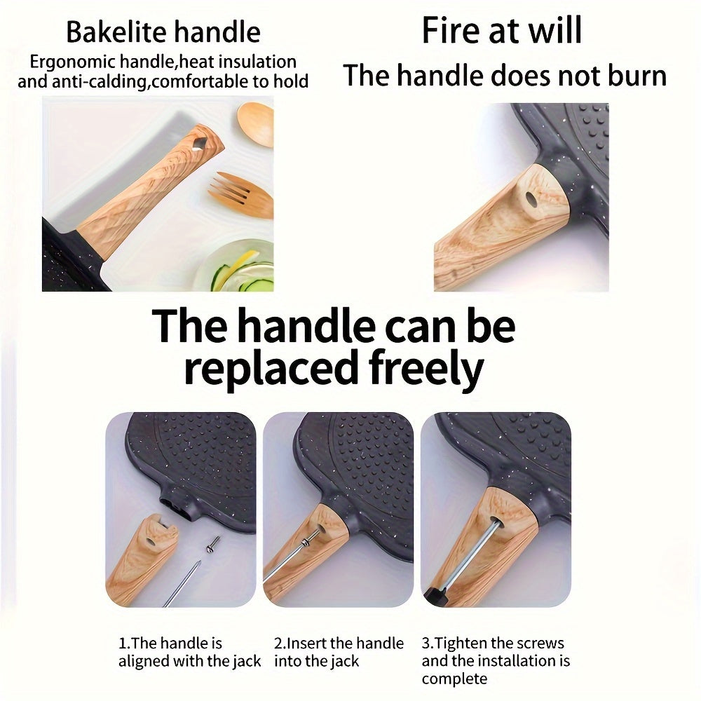 Non-Stick Aluminum Omelet Pan with Wooden Handle for Breakfast Cooking