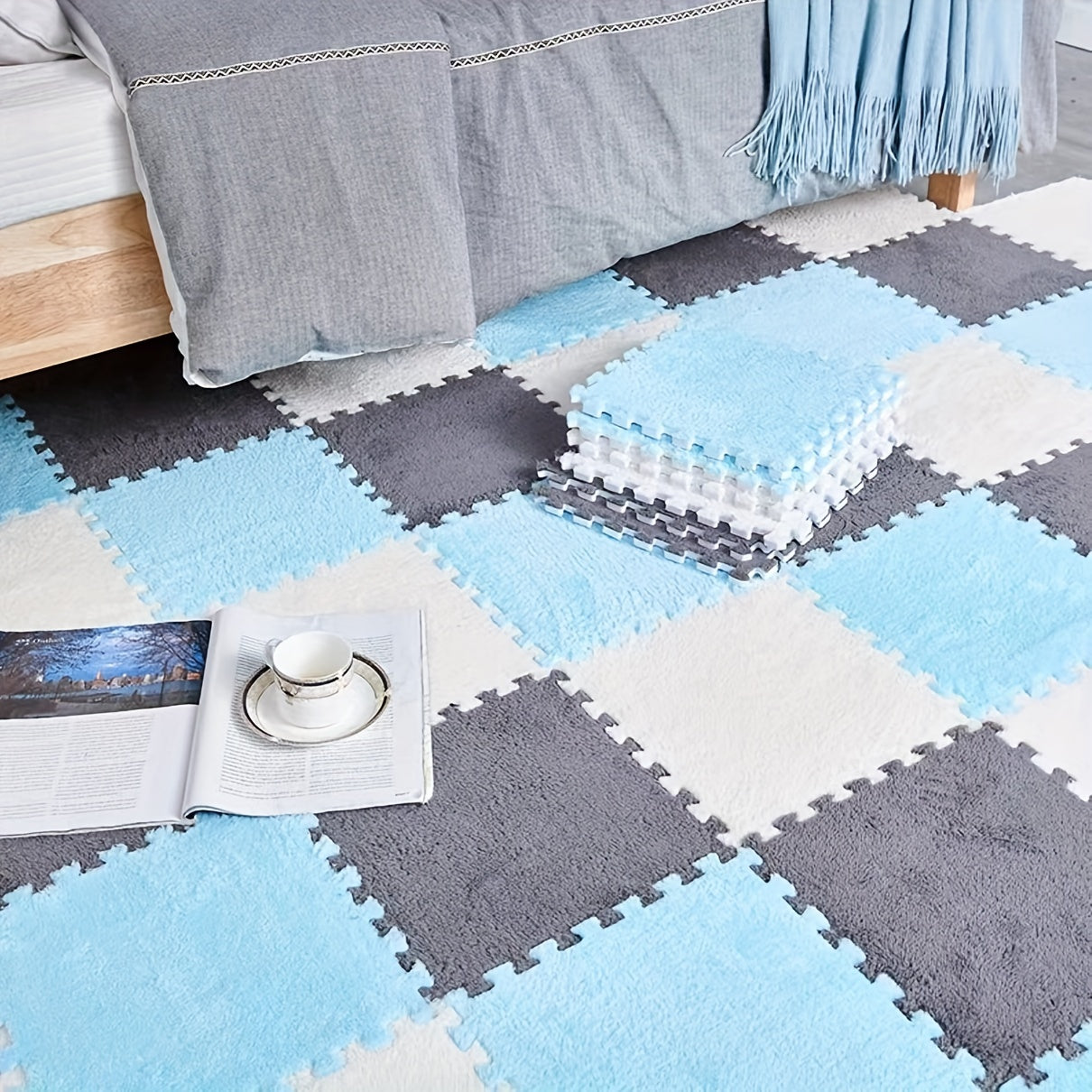Набор из 24 моющихся ковров, ковры с блокировкой, которые можно разрезать по размеру, легкие коврики для отдыха, идеально подходят для домашнего декора и мест с высокой проходимостью, идеальный подарок на весну