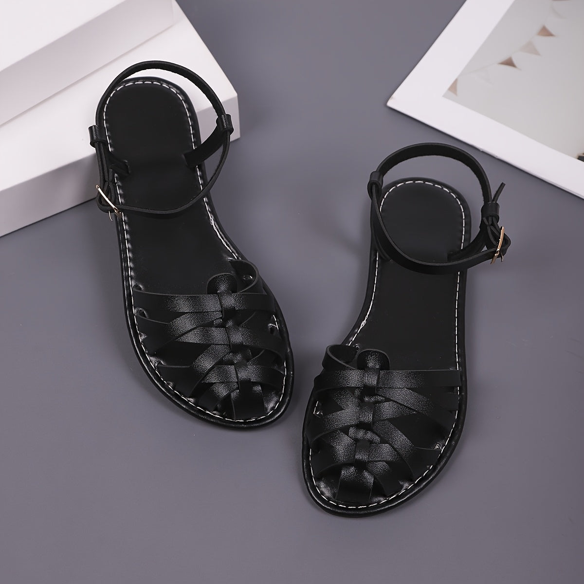 Women's Summer Woven Leather Casual Roman Sandals