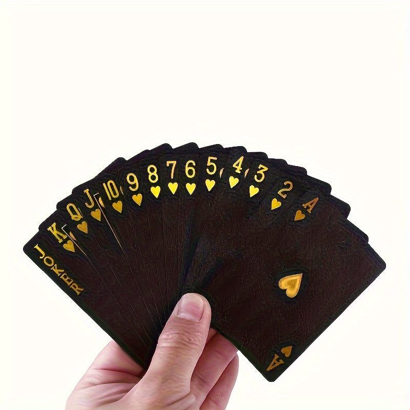 Black and Gold Foil Waterproof Plastic Poker Playing Cards - 54 Deck for Parties and Games