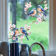 Bird and Flower Window Clings Removable Self-Adhesive Home Decor