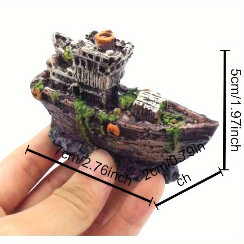 Mini Resin Pirate Ship Aquarium Decor Sinking Boat for Fish Tank