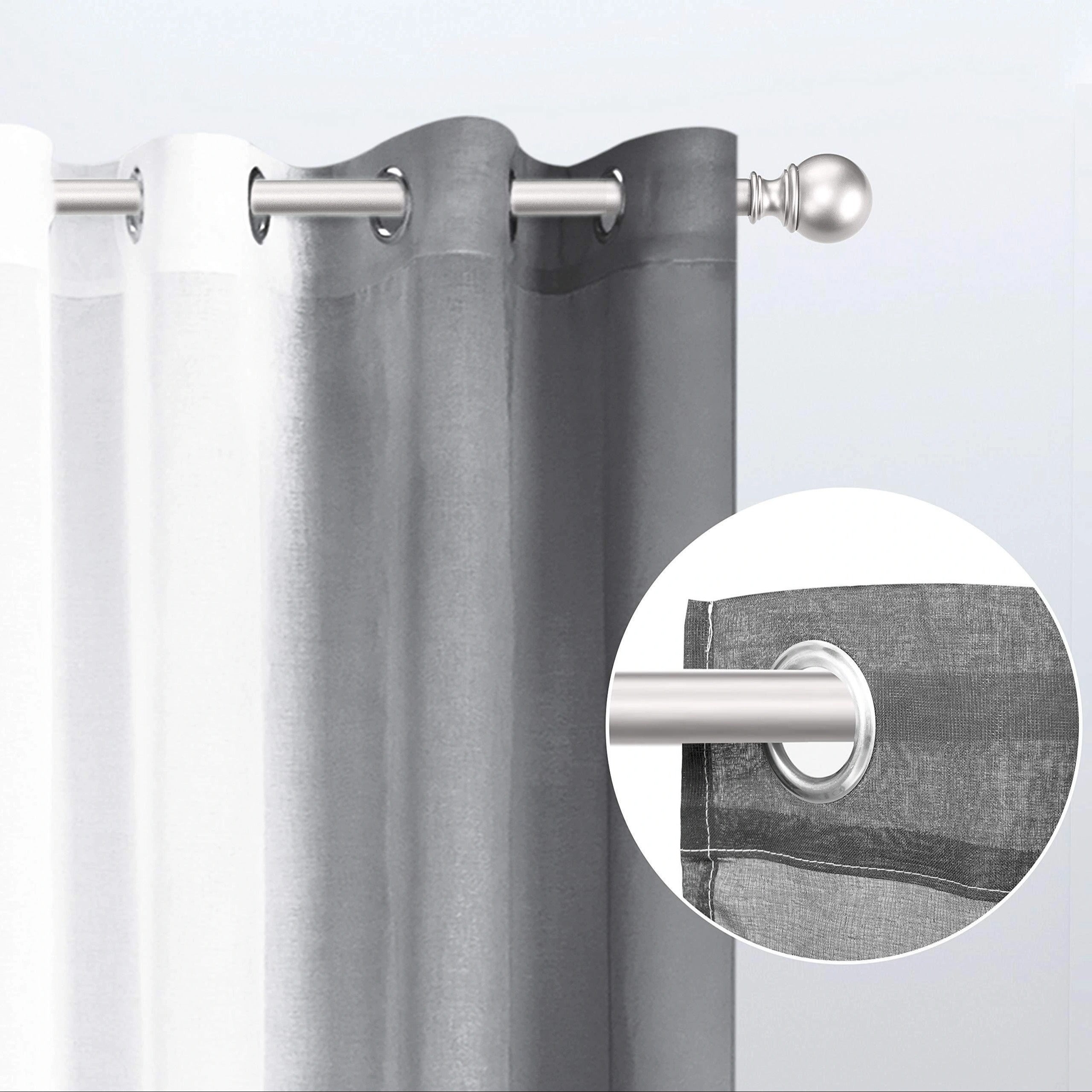 Modern Ombre Sheer Curtains Gray to White Light Filtering Privacy Voile Grommets