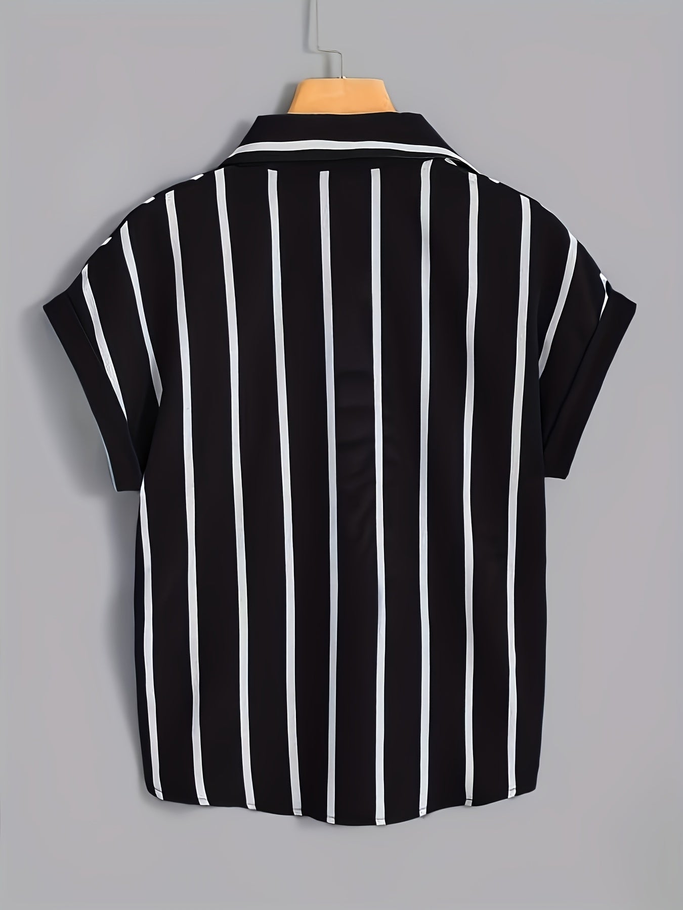 Plus Size Women's Striped Short Sleeve Shirt Polyester Casual Spring Summer