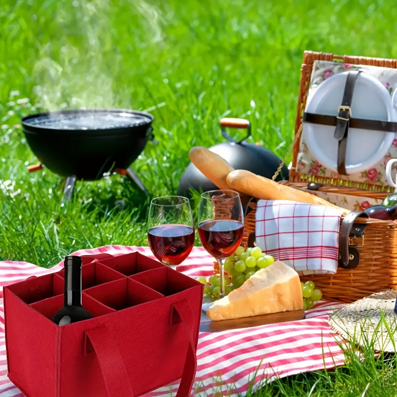 Felt Wine and Beer Bottle Tote Holds Up to 6 Bottles Portable Lightweight Travel