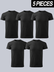 Мужские футболки спортивные с коротким рукавом, 5 штук, большого размера, дышащий полиэстер, повседневные