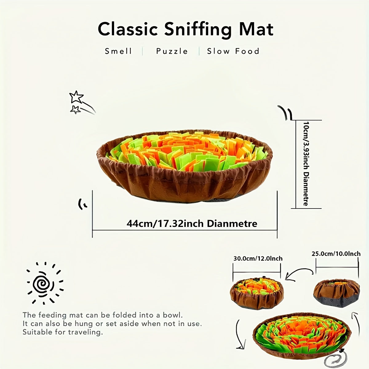 Round Dog Sniffing Puzzle Toy Hide Treats Natural Foraging Stimulating