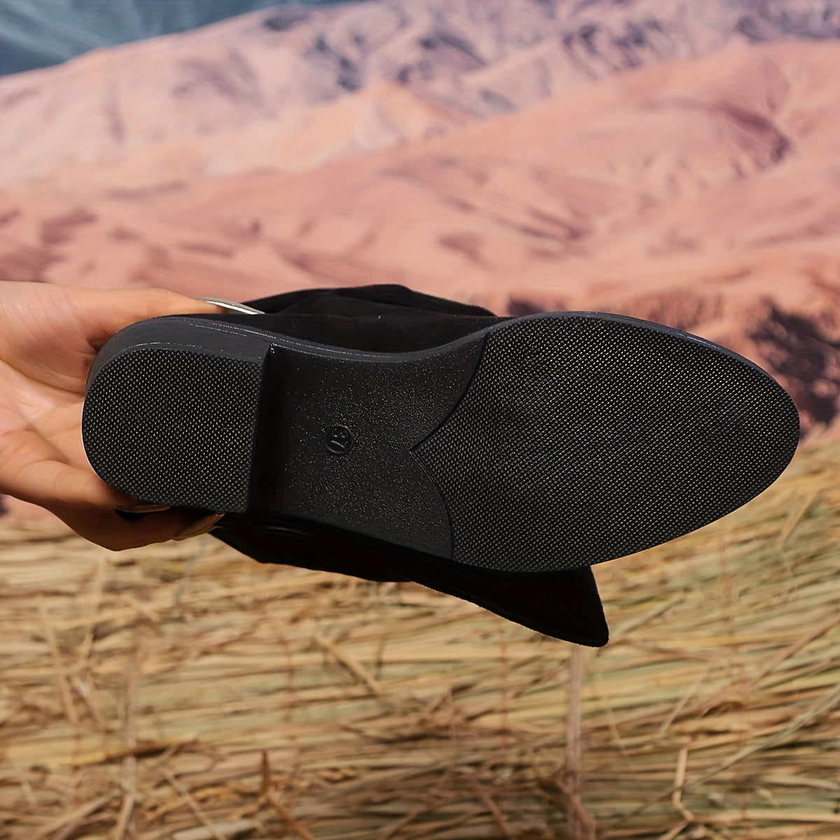 Women's Leather Stacked Long Mid-Calf Western Cowboy Boots