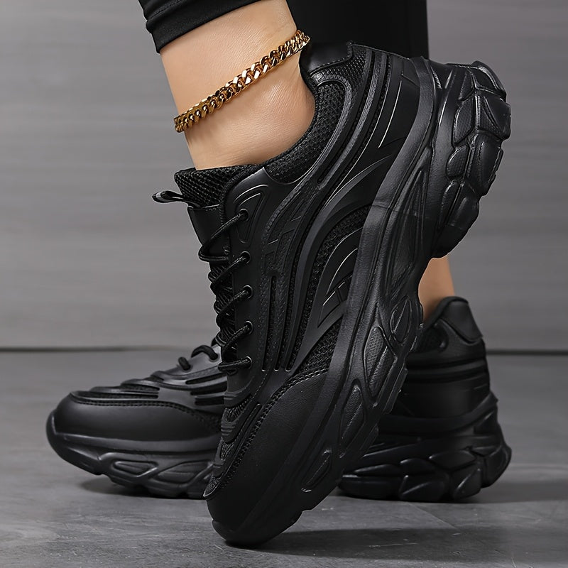 Women's Casual Mesh Lace-Up Sneakers with Thick Sole and Comfort