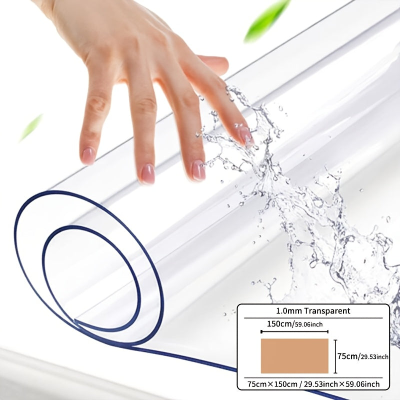 Clear PVC Tablecloth Protector 1mm Thick Scratch and Heat Resistant for Home and Hotel