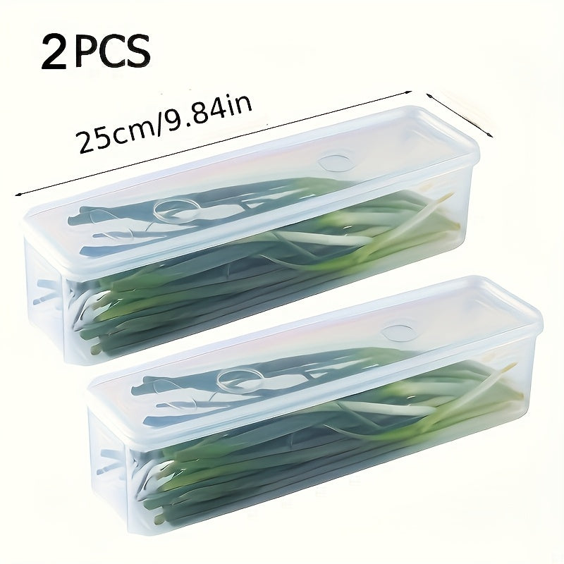2pcs Clear Plastic Vegetable Storage Containers Sealed Refrigerator Organizer