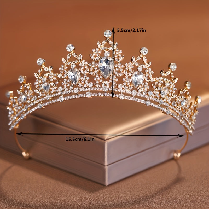 Wedding Bridal Crown Headpiece with Rhinestones and Crystals for Women and Girls