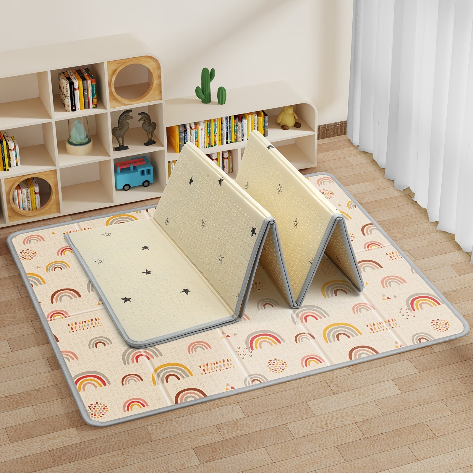 Foldable Play Mat 127cm x 127cm with Thick PE Material and Sturdy Edges for Kids Indoor Outdoor Use