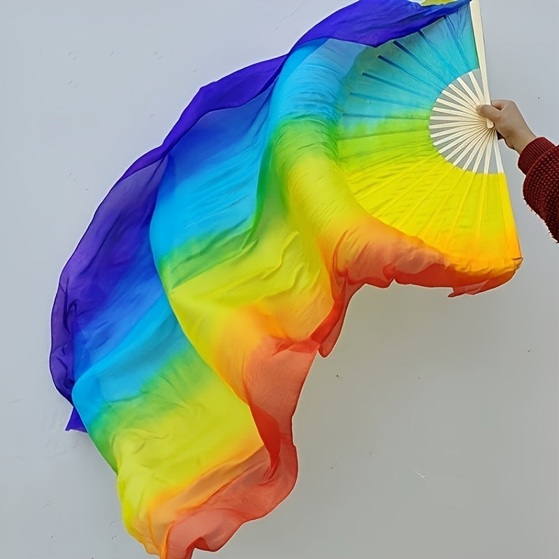 Large Rainbow Handheld Folding Fan for Festivals Parade and Party Celebrations
