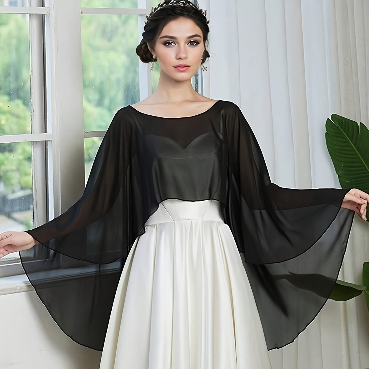 Solid Color Chiffon Cape for Wedding Dresses and Everyday Fashion Lightweight Hand Washable