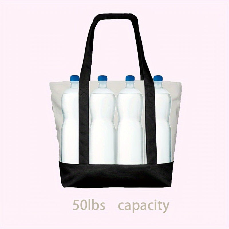 Personalized Canvas Handbag with DIY Photo and Text Customization for Shopping and Beach