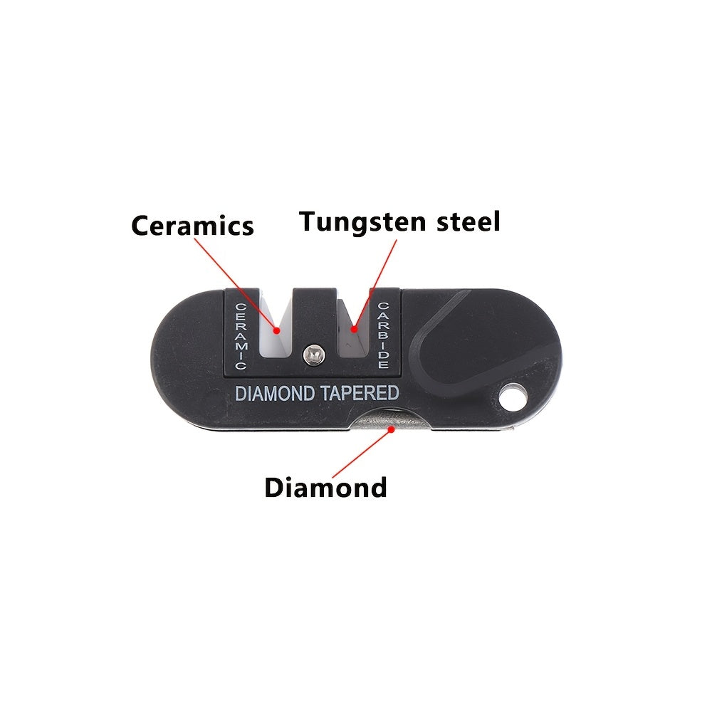 Compact multi-functional diamond-coated ceramic knife sharpener durable portable design versatile no battery
