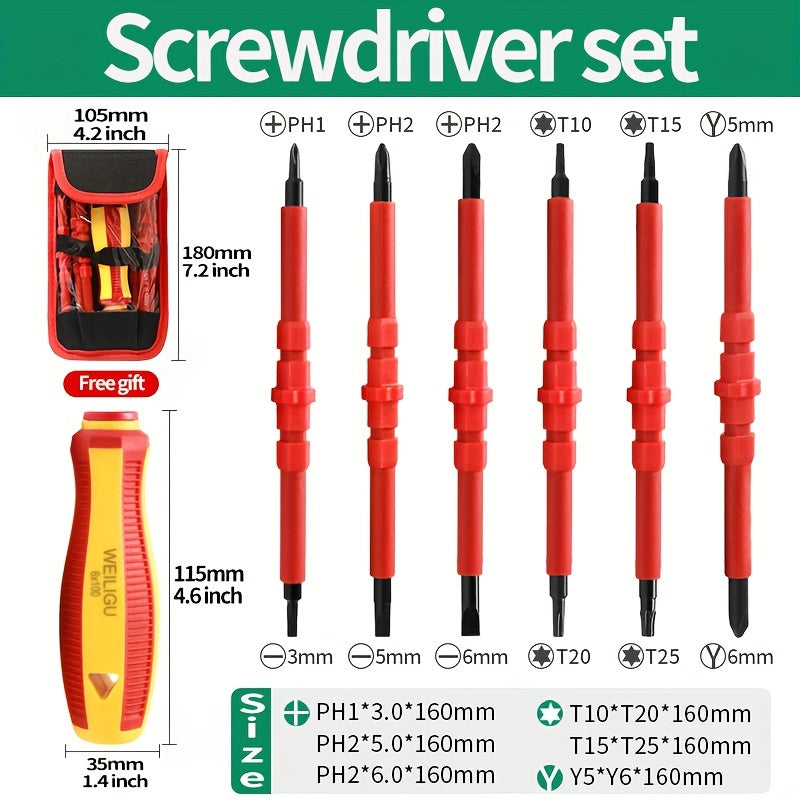 Набор отверток с сменными лезвиями 12 в 1 с переносным кейсом для электриков