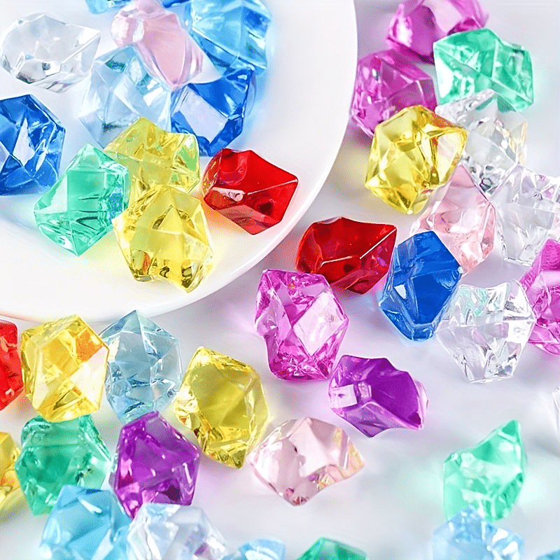 100 Colorful Transparent Acrylic Diamond Gems for Aquariums and Crafts