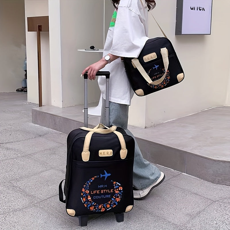 Large Nylon Duffle Bag for Women with Shoulder Storage and Telescopic Handle