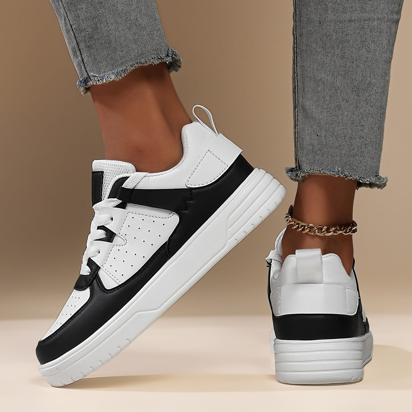 Women's Rose Pink Black Sneakers Breathable Comfortable Lace-Up Casual Shoes