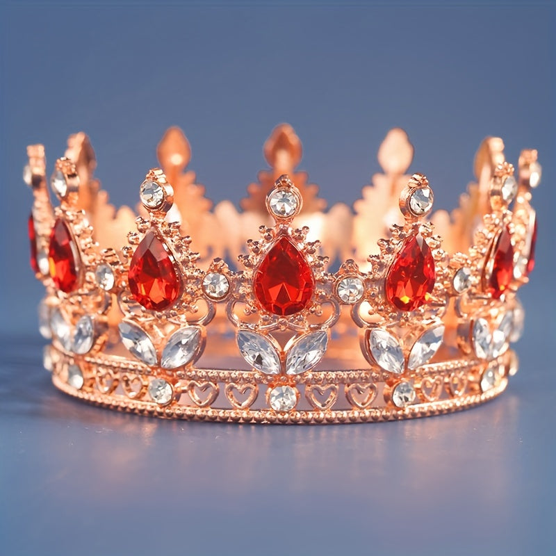 Gold and Silver Wedding Tiara with Crystal Rhinestones for Birthday or Cake Topper