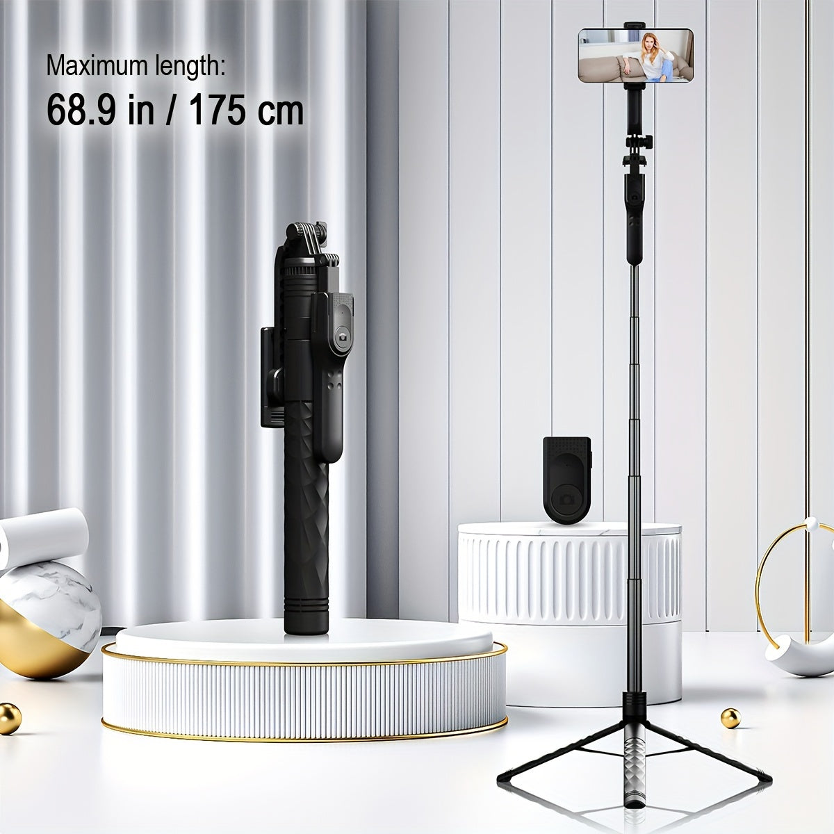 Селфи-палка-трипод с беспроводным пультом затвора для телефонов Android и iOS, стабилизатор с гироскопом.