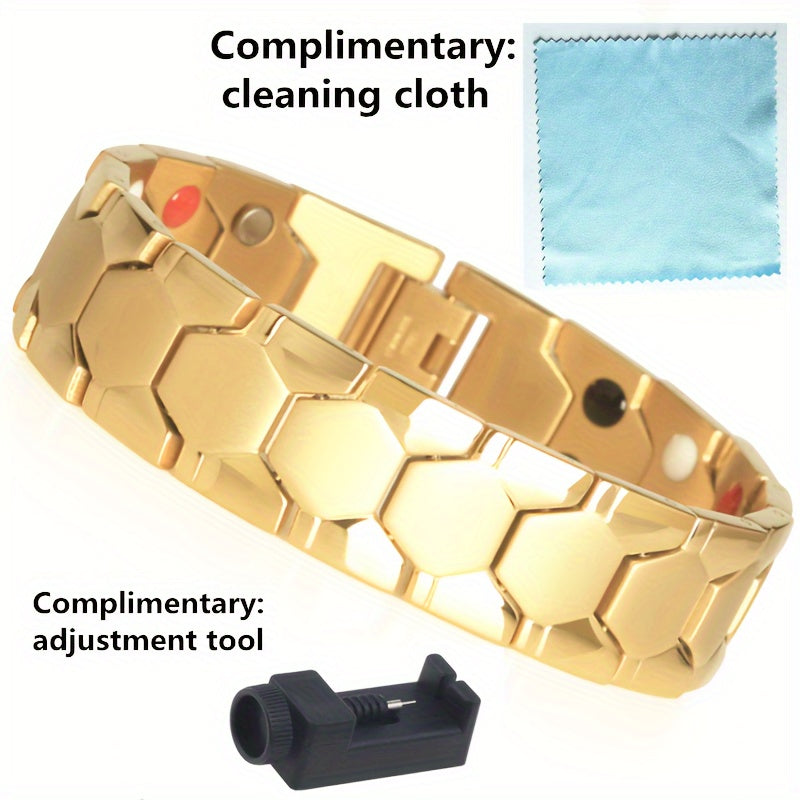 Titanium Steel Bracelet with Spherical Energy Magnet for Health and Wellness