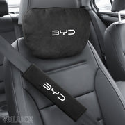 Car Seat Headrest and Shoulder Belt Cover Set Breathable Comfortable Neck Support