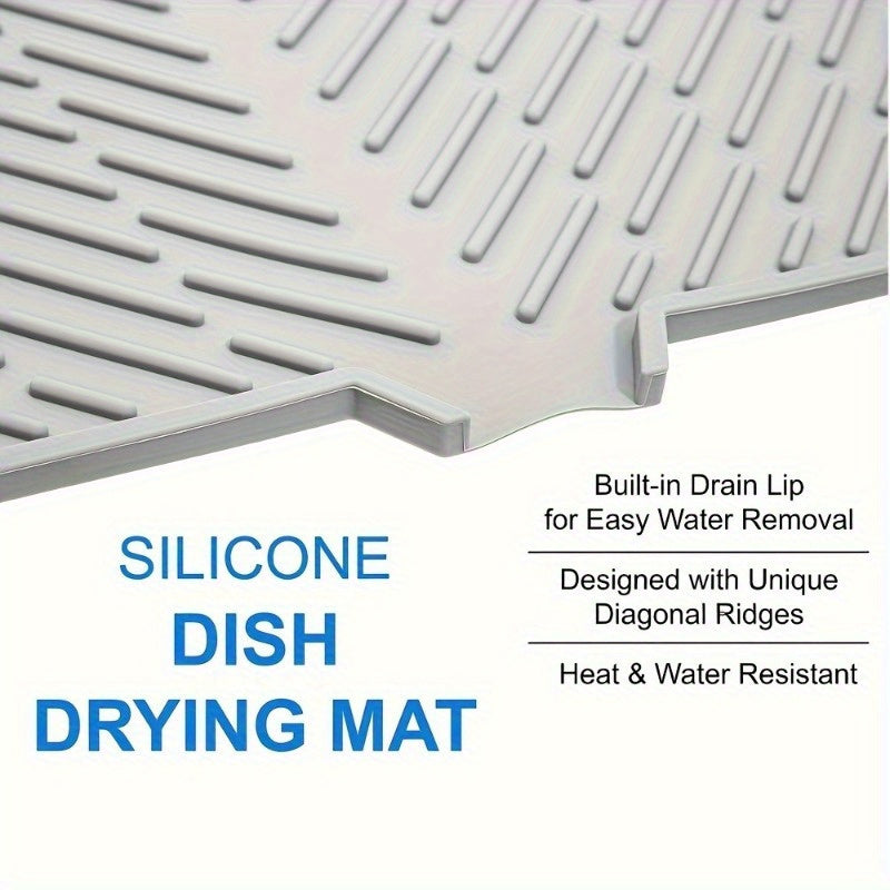 Silicone quritish matritsasi kvadratli sink himoyachisi, drenaj teshiklari bilan, sirpanishga qarshi, issiqlikka chidamli, suv o'tkazmaydigan oshxona stol usti pad