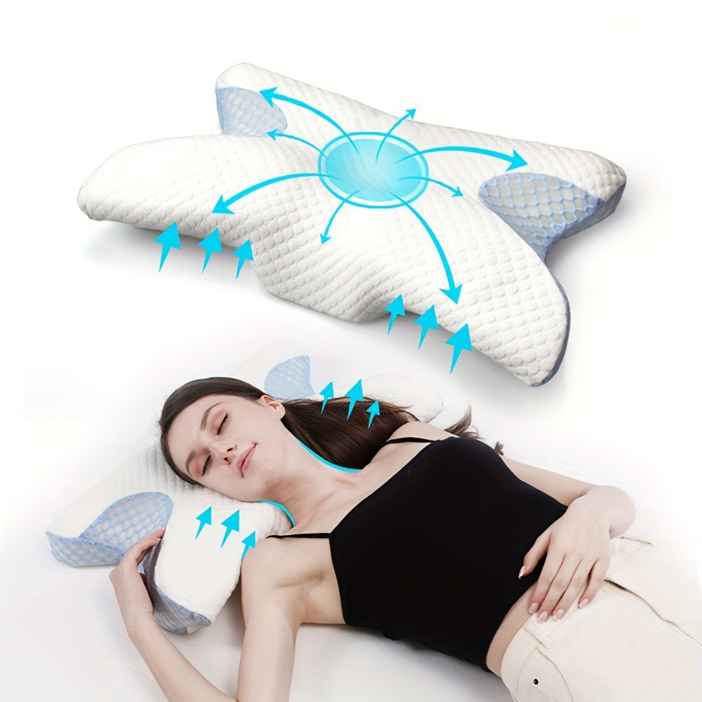 Memory Foam Pillow for Side Back and Stomach Sleepers Butterfly Shape Support