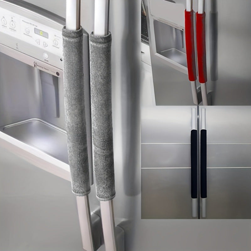 2-Pack Non-Slip Refrigerator Handle Covers Polyester Fiber Gray Red