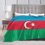 Azerbaijan Flag Flannel Throw Blanket Digital Print Soft Polyester All Seasons