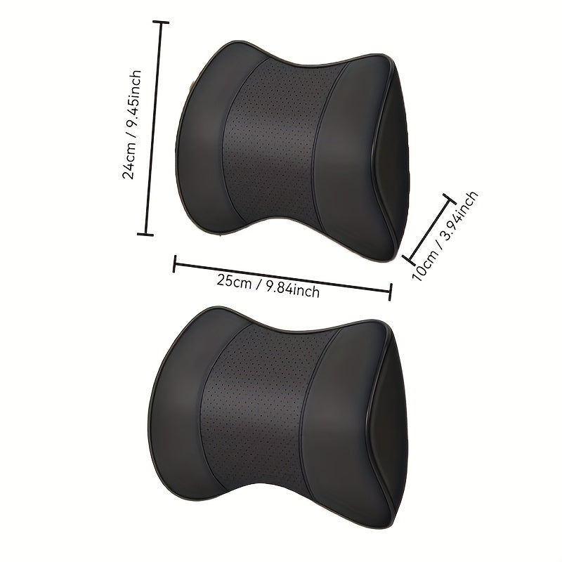 Car Seat Neck Pillow Faux Leather Ergonomic Support Adjustable Strap